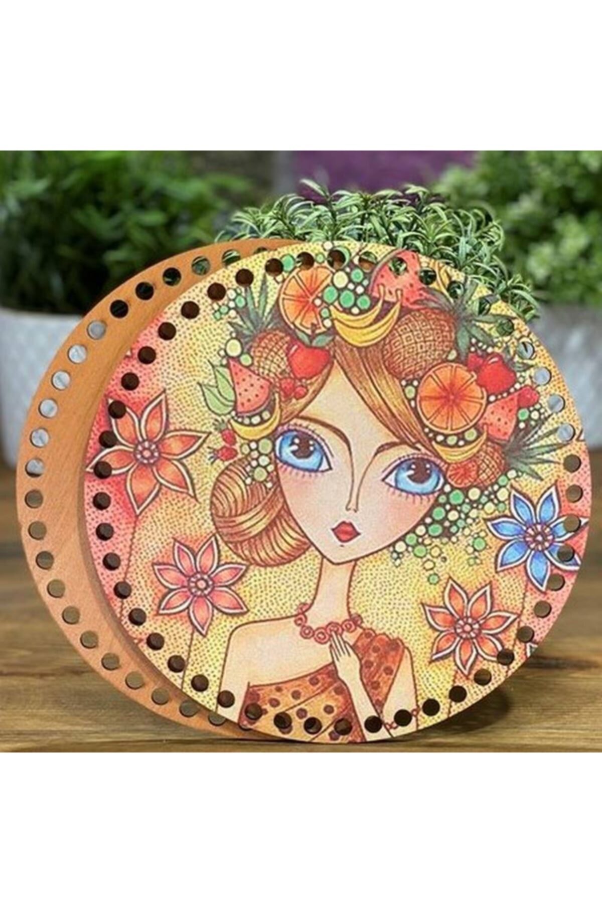 Diva İplik Diva Line Çanta Kenarı Ahşap Baskılı 2'li (çap: 20 Cm) Bck-71