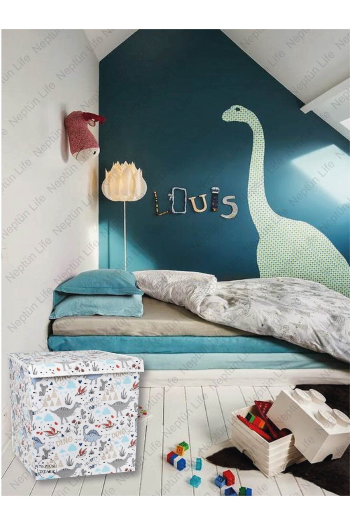 Neptün Life Oyuncak Kutusu Kapaklı Kumaş Dino