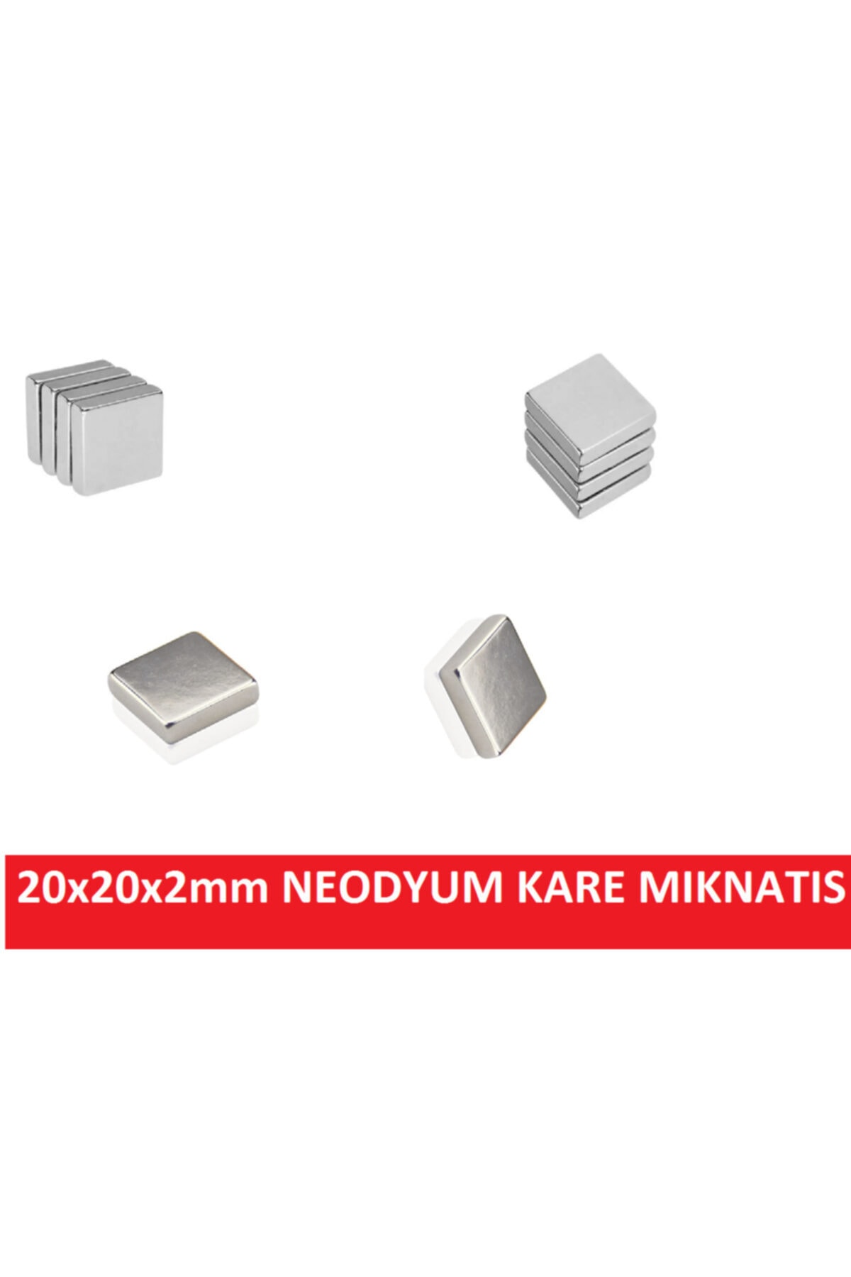 CEKSAN Neodyum Mıknatıs 20x20x2.5mm Kare 8 Adet Süper Güçlü Mıknatıs
