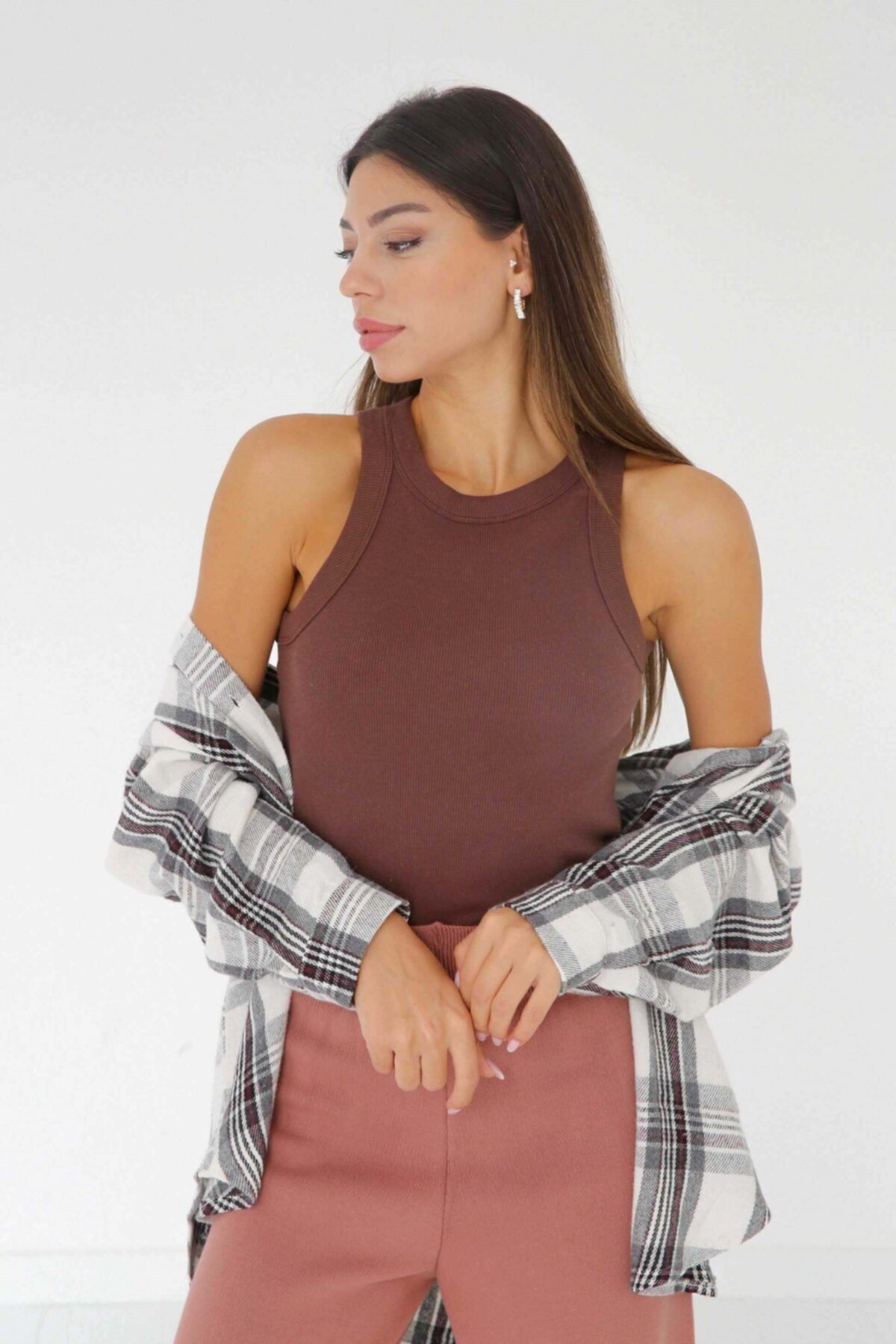 Tuba Butik Halter Yaka Fitilli Atlet