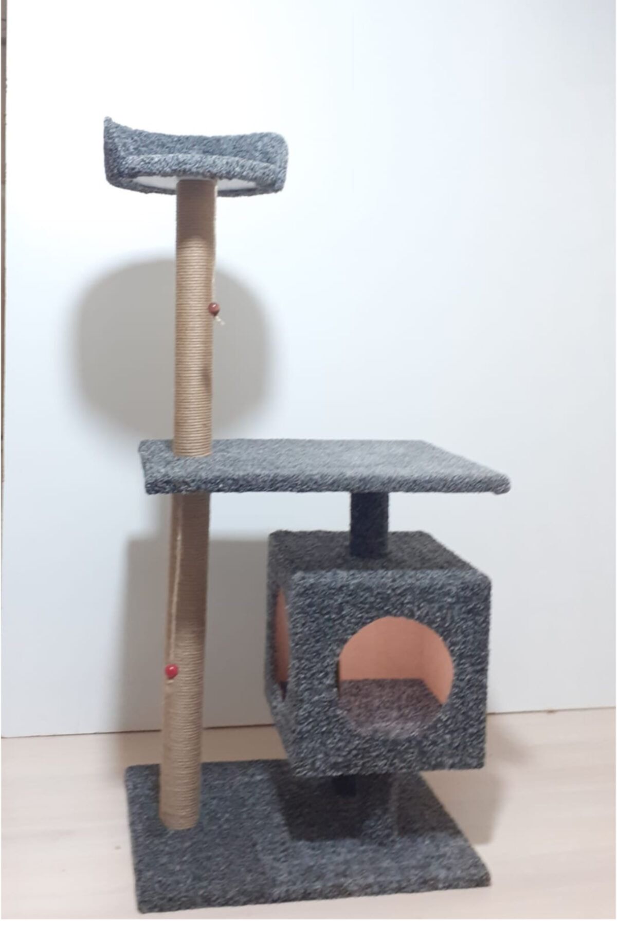 Cat Tırmalama Kedi Evi 115x55x39 Cm E-2 Kırçıllı Gri