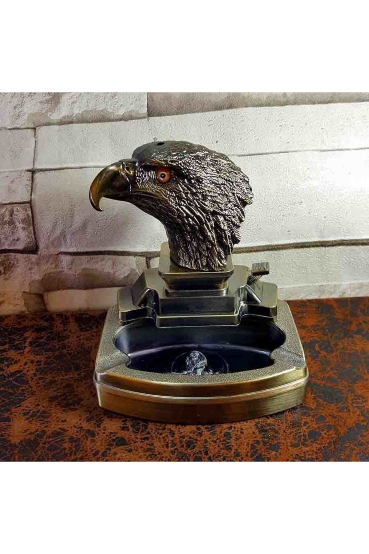 Yeni Özel Kartal Figürlü Metal Çakmaklı Masa Küllüğü