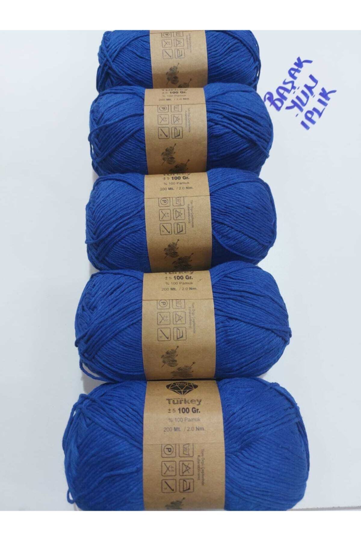 Başak Yün İplik (1 ADET) Tüylenmez Cotton Iplik90gr 100 gr 200 Mt Saks Mavi.. Panç Amigurumi Bebek Örgüleri