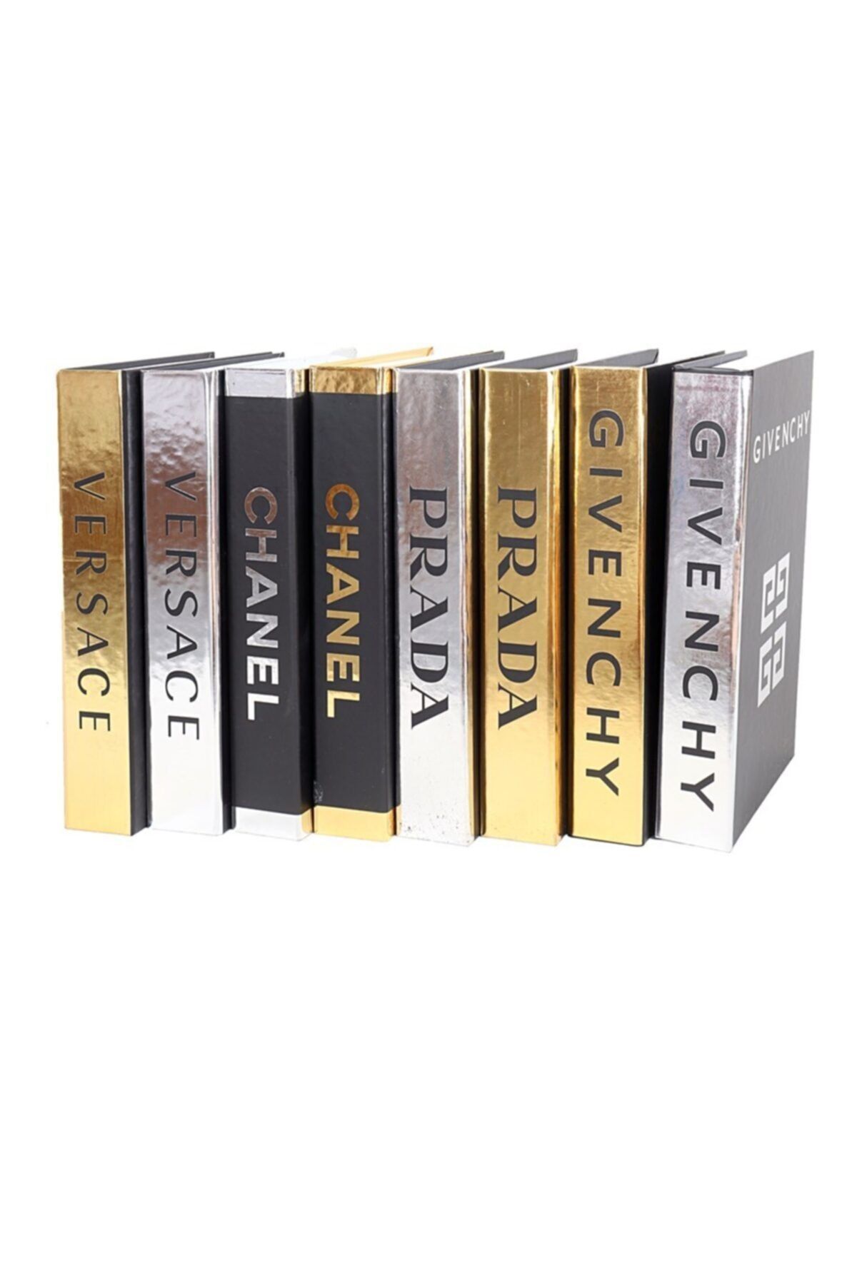 notiyatro Versace Chanel Givenchy Ve Prada 8'li Dekoratif Kitap Kutusu Set