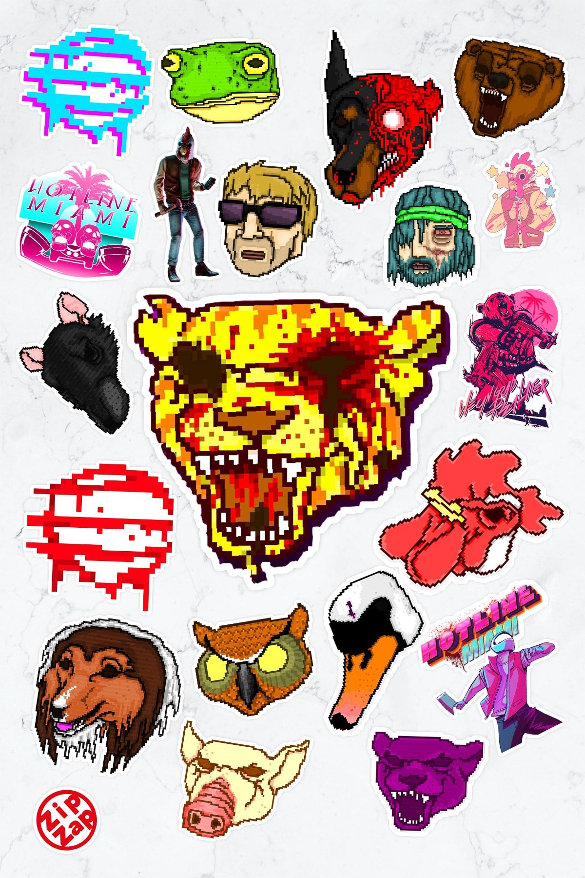 ZipZap Hotline Miami Sticker Paketi 20 Adet Sticker