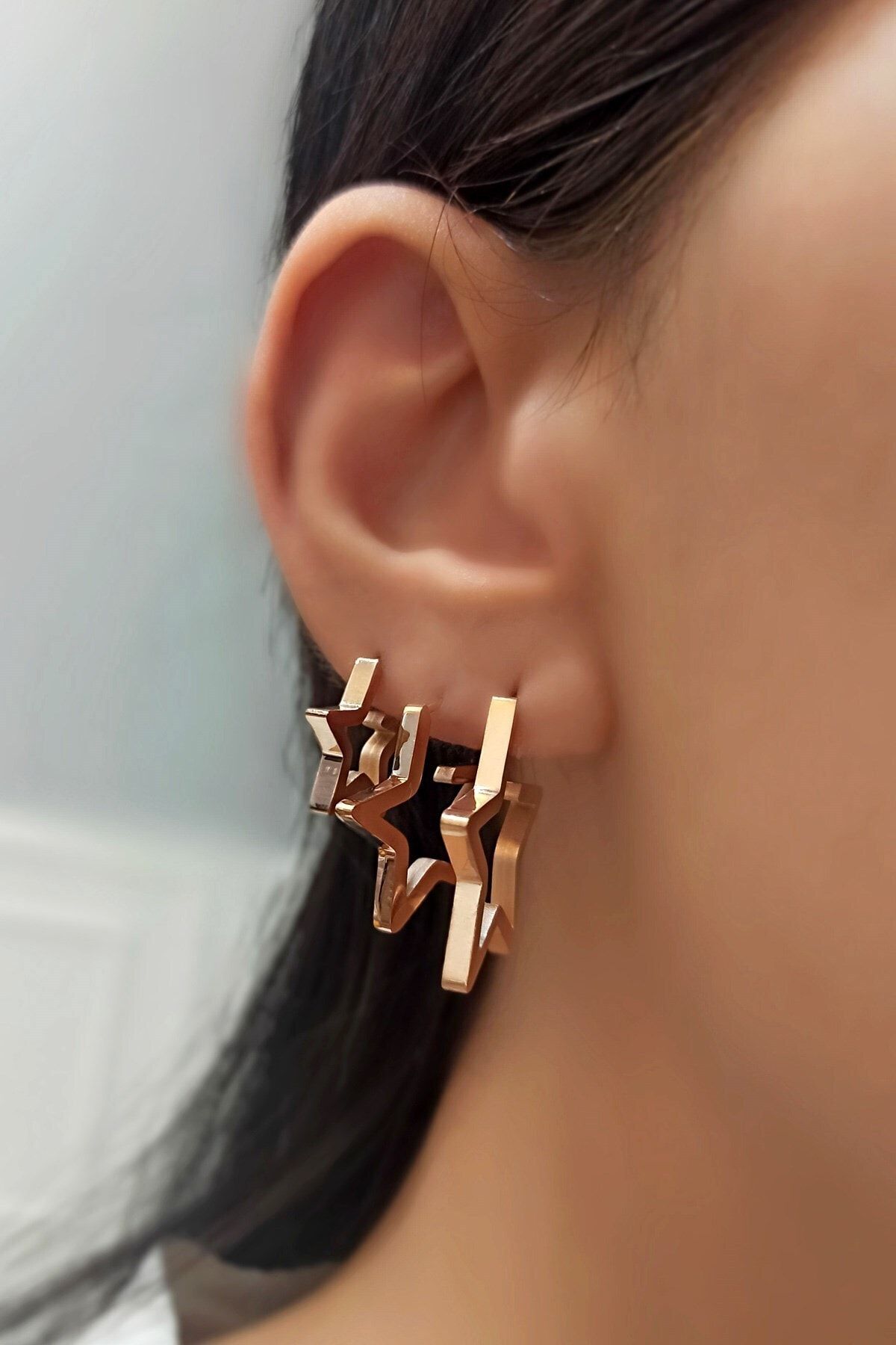 Çlk Accessories Çelik 3 Lü Yıldız Küpe Kombin Trküpe34141 B34503