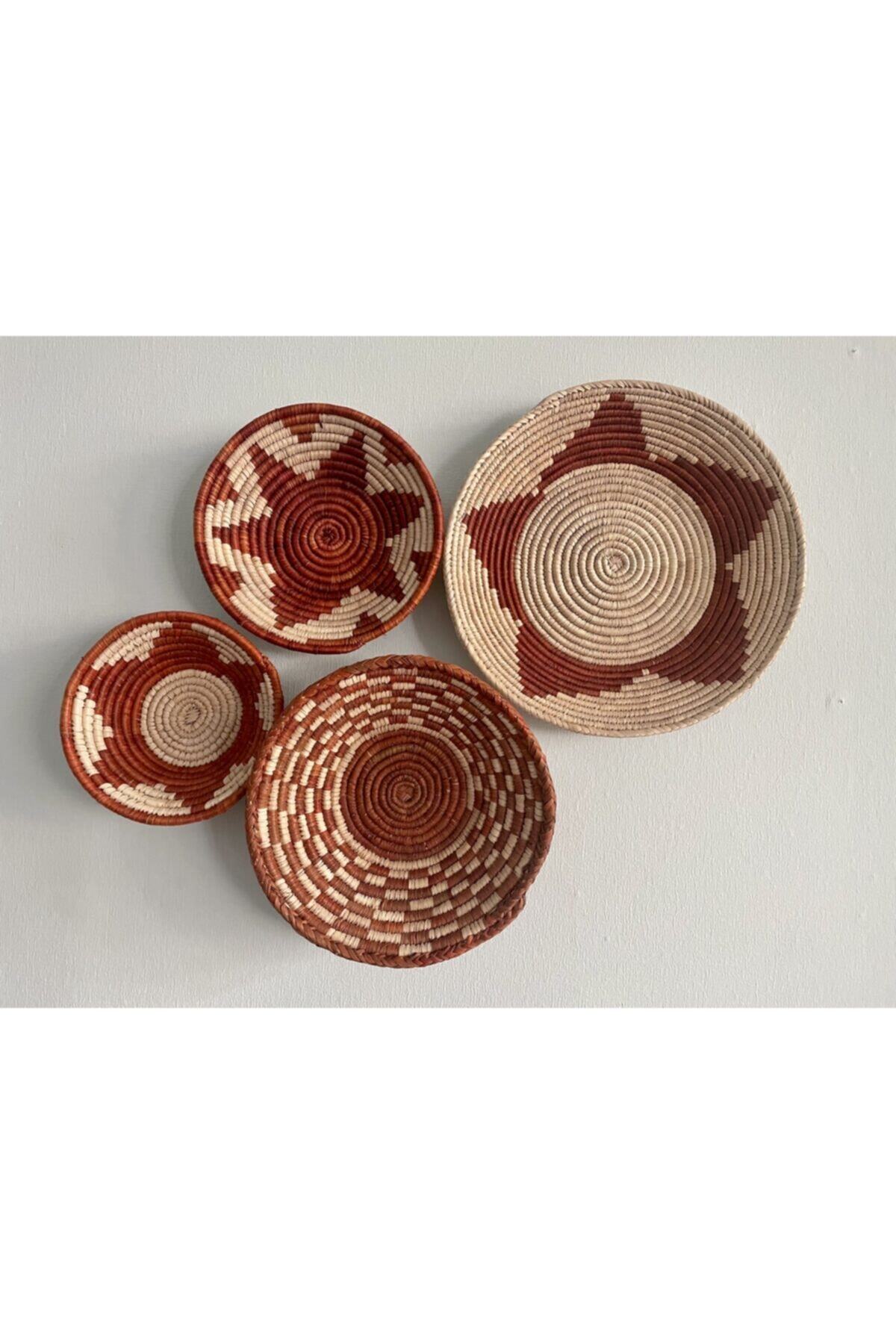 So Decoration Hasır Duvar Tabağı Seti / Dekoratif Afrika Sepet Set