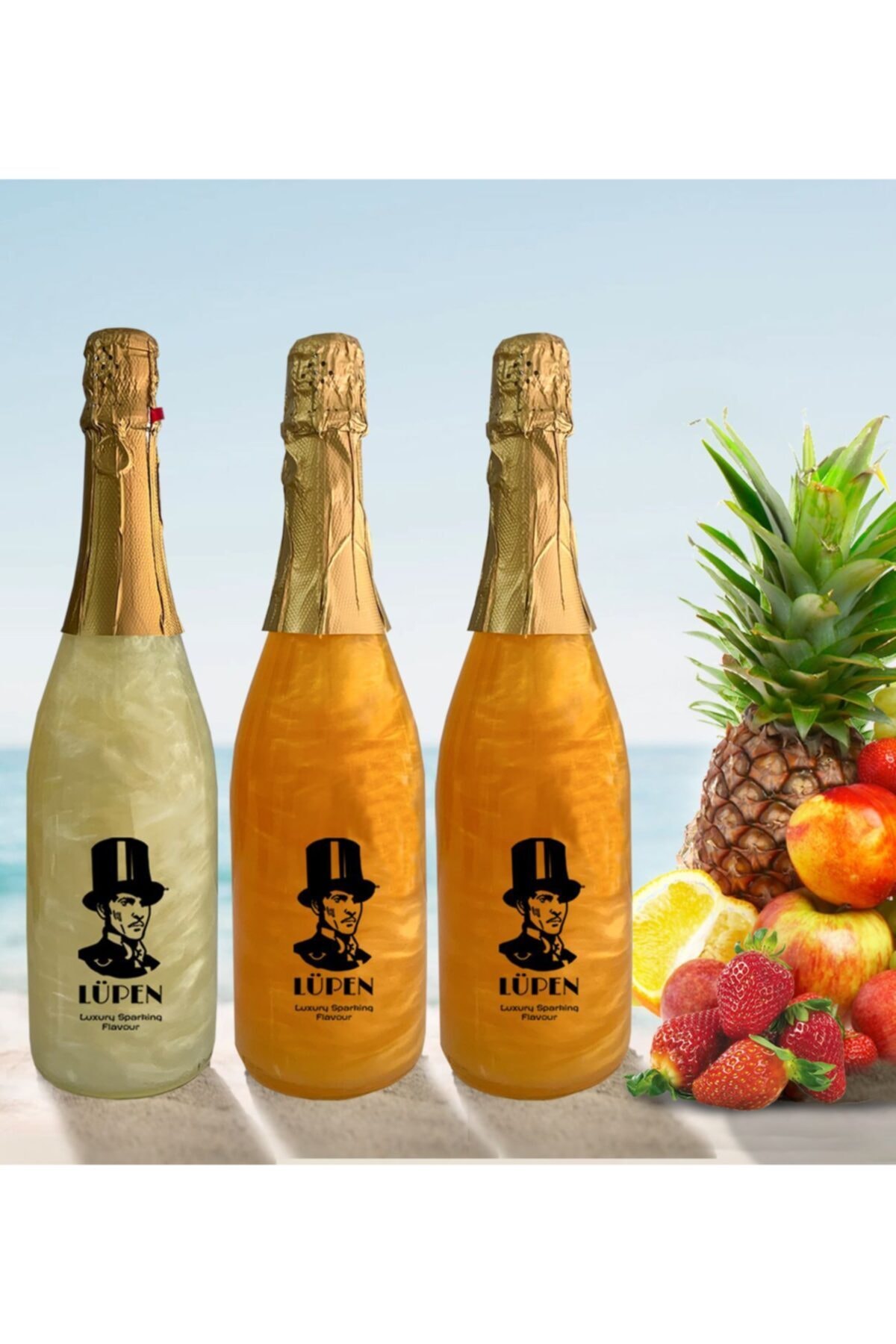 Lüpen Simli Lux Bir Ananas Ve Iki Tuttu Frutti 750 Ml Gazlı İçecek 3 Adet