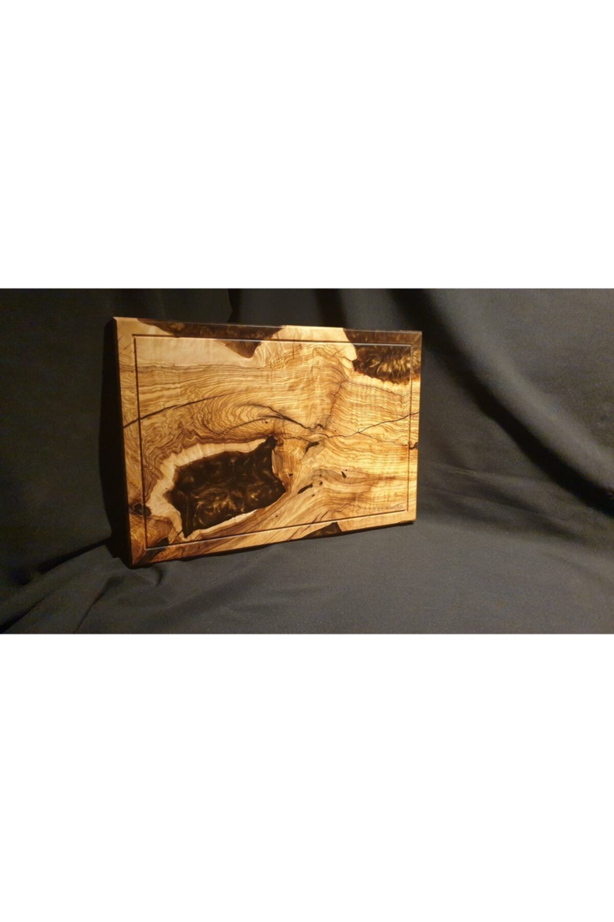 F&S WoodArt Rustik Zeytin Ağacı  Epoksi Sunum Tahtası / Kesme Tahtası - Kahve