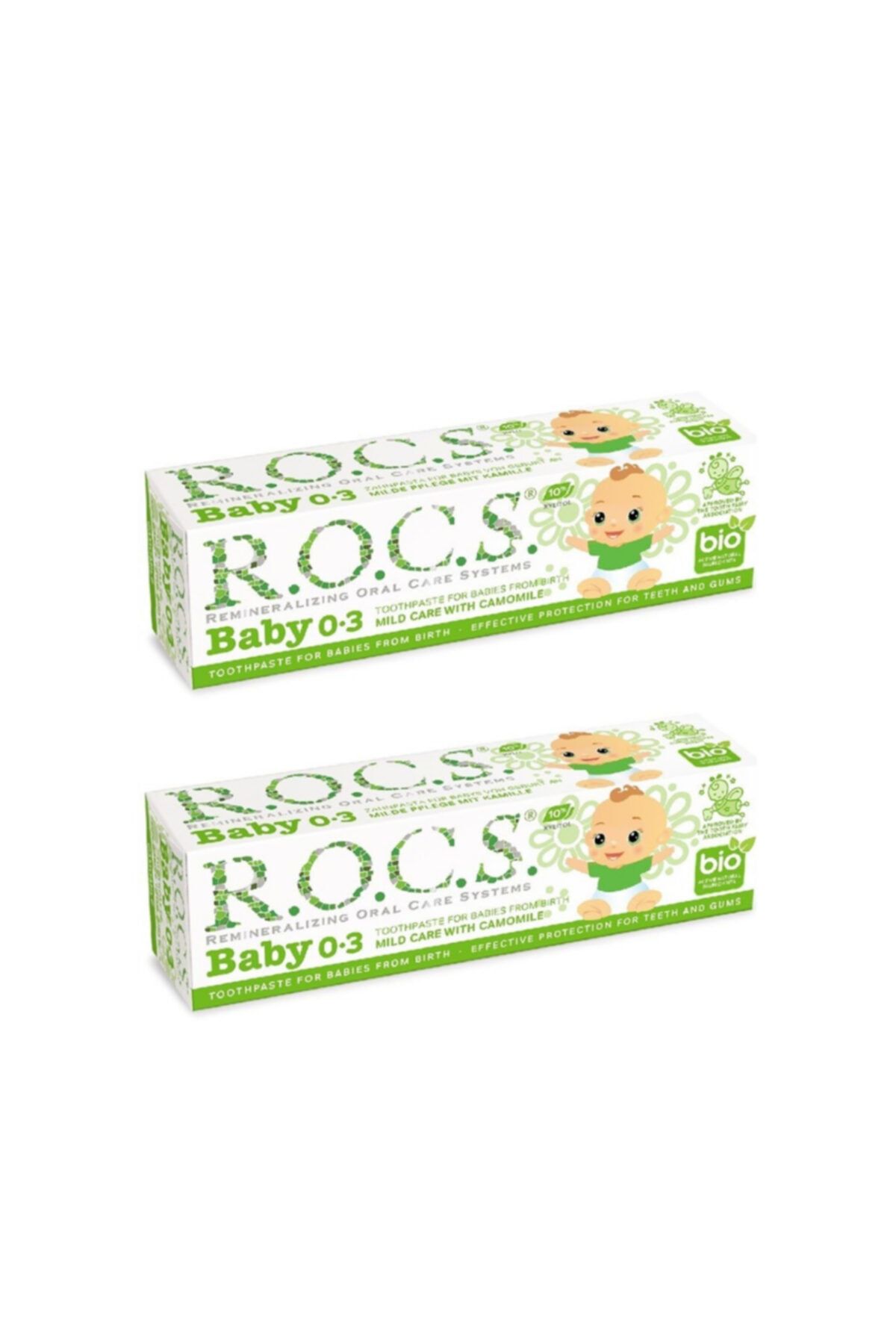 ROCS DİŞ Rocs Baby 0-3 Yaş Diş Macunu Florürsüz (yutulabilir) – Papatya Özlü 35ml (2'li)