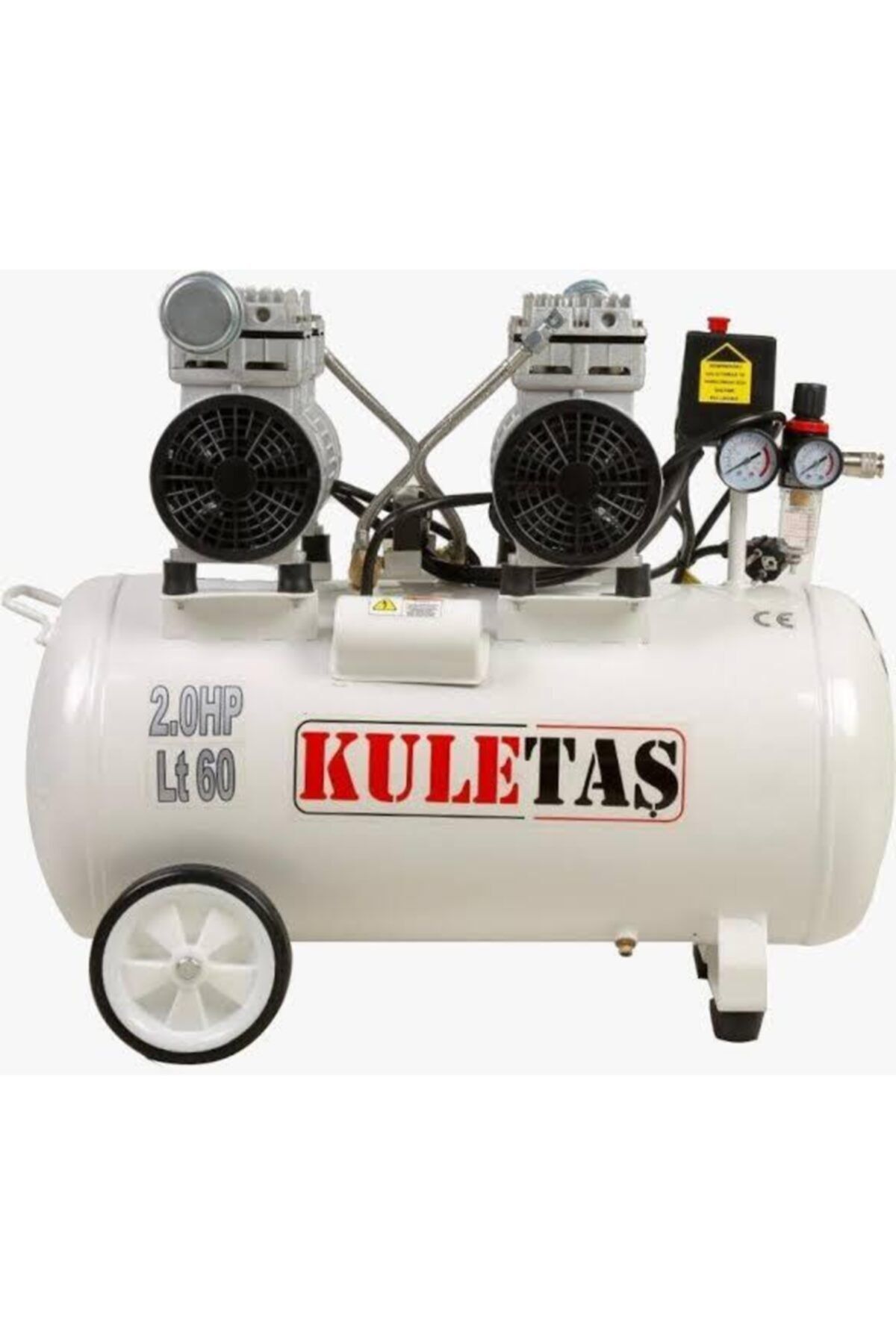 Kuletaş 2 Hp 8 Bar 60 Lt Süper Sessiz Yağsız Çift Motor Dişci Kompresörü