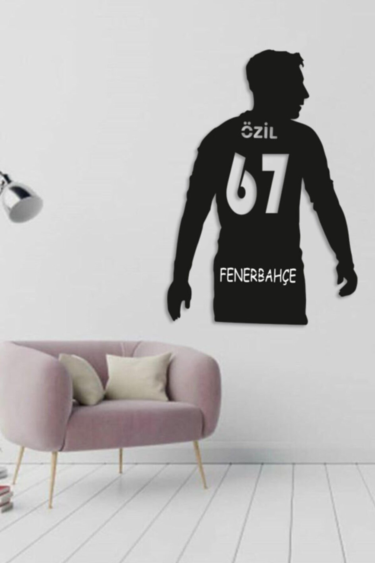 NT Handmade Siyah Ahşap Mesut Özil Fenerbahçe Duvar Dekoru Salon Oturma / Çocuk Odası Oyun Salonu 35x50cm Tablo