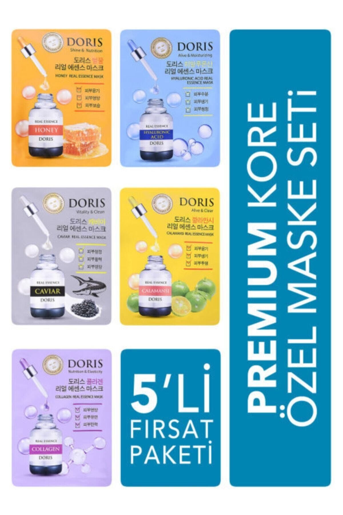Jigott 5'li Fırsat Paketi - Lüks Kore Maske Seti ( Collagen, Hyaluronic Acid, Caviar, Honey, Calamansi )