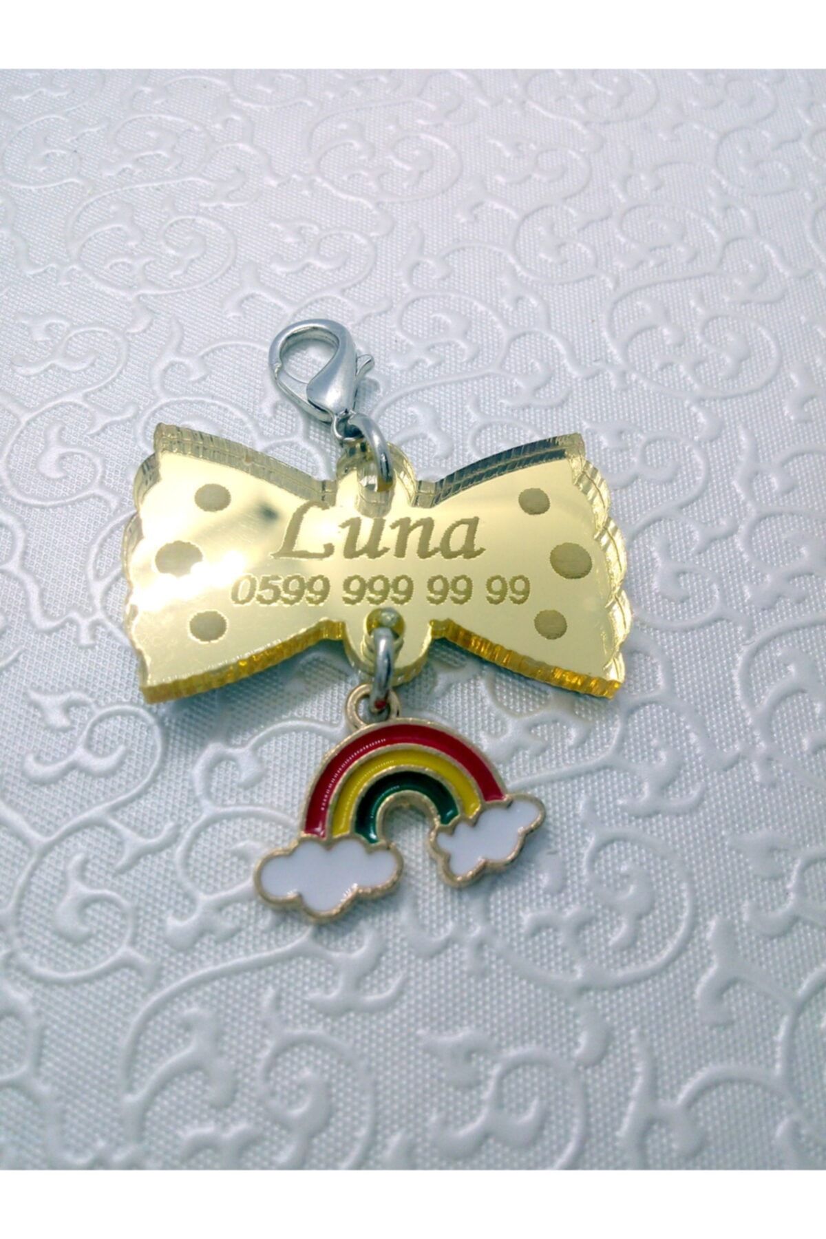 Sempati Store Kedi Isim Künyesi Isimlik (GÖKKUŞAĞI FİGÜRÜ - GOLD PAPYON)