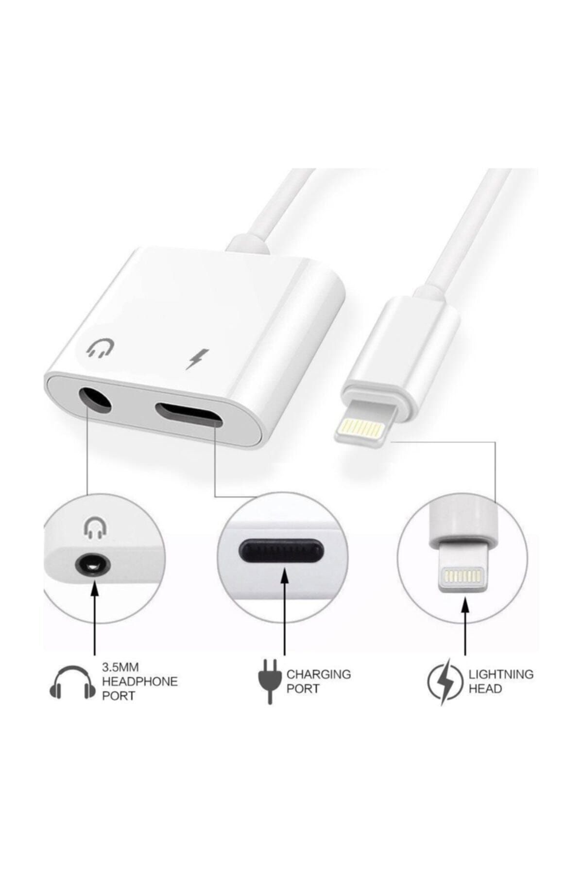 Pell Lightning Uyumlu Kulaklık Şarj Çevirici Dönüştürücü Adaptör Aux Kablosu Iphone 7 8 X Xr 11 Plus
