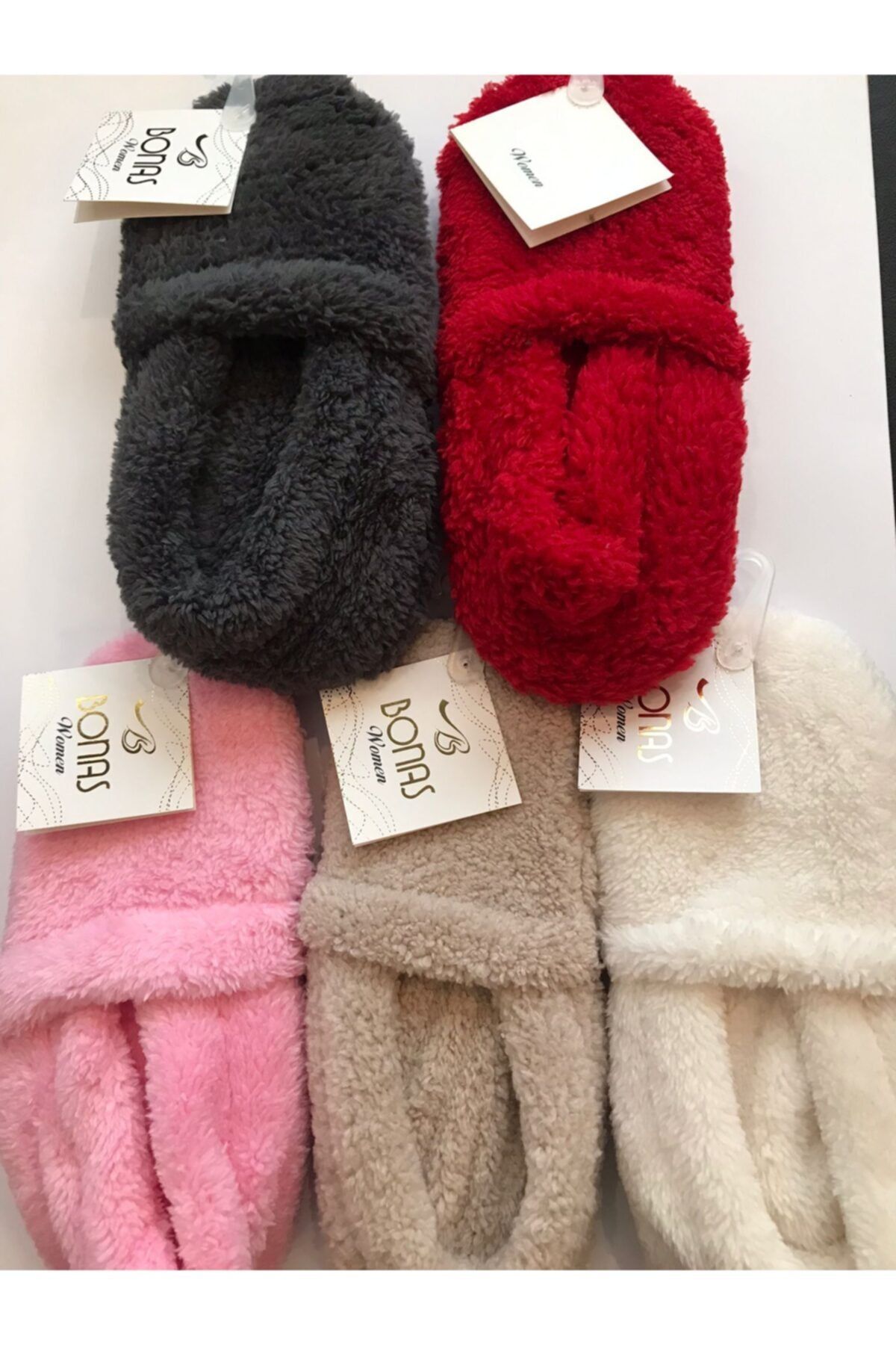 Bonas Bornoz Kumaş Geniş Lastikli Peluş 3'lü Babet Çorap