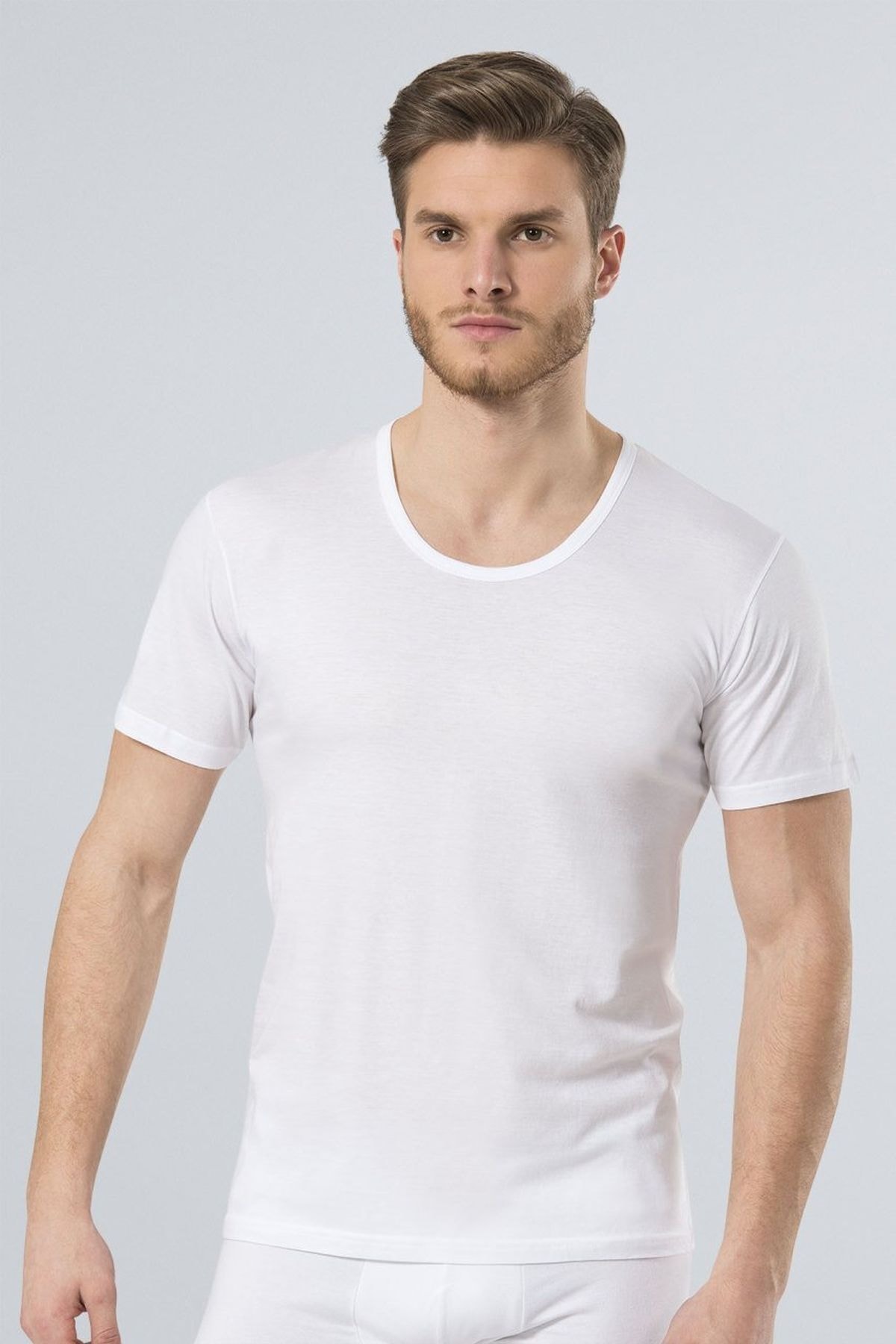 TÜREN 181 Beyaz Erkek Modal O Yaka Fanila