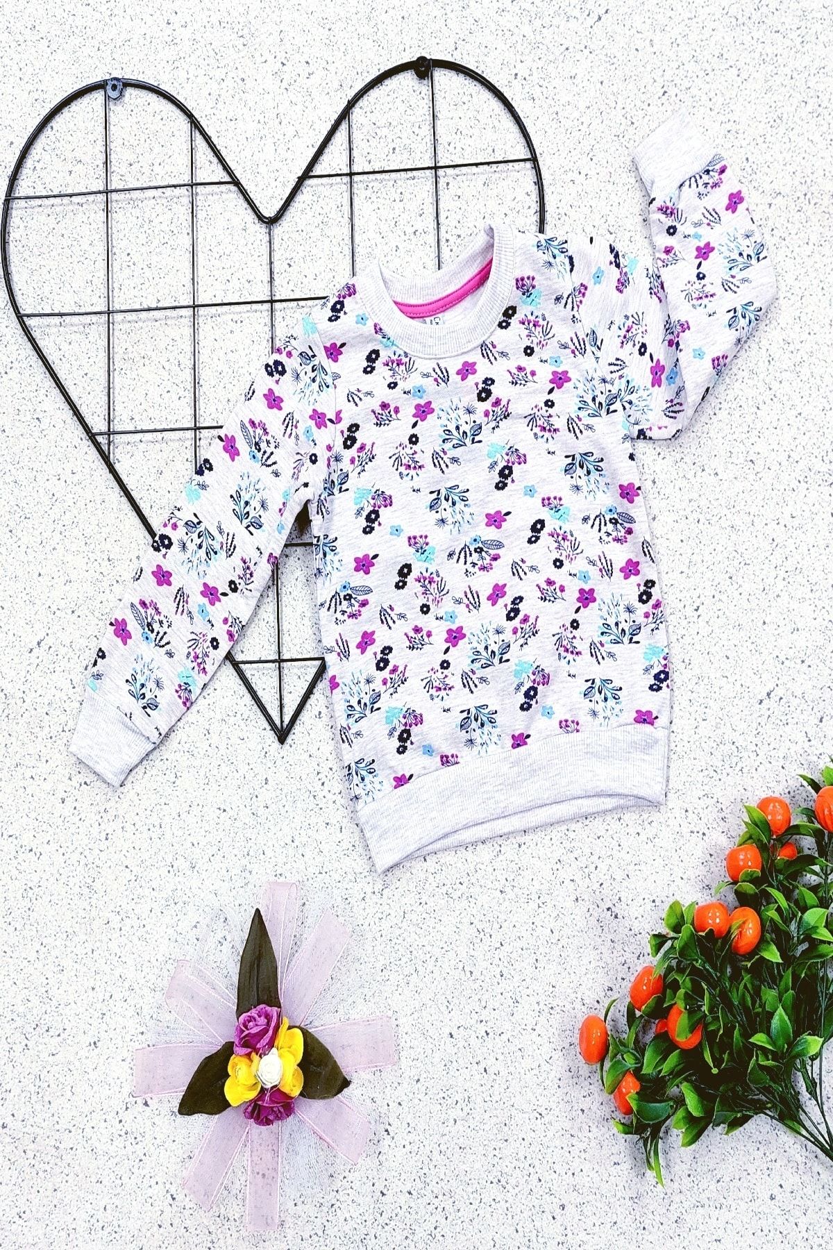 Mc Kids Çiçek Desenli Kız Çocuk Pijama Üst