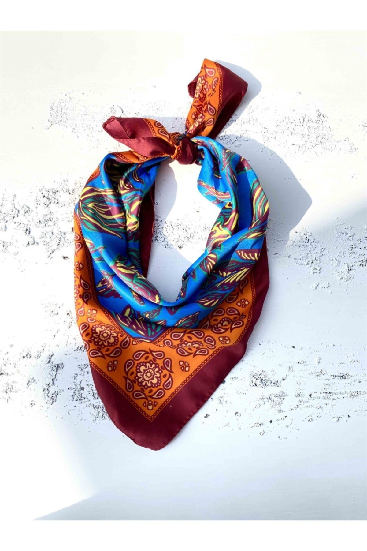PARLARMOİSE Kahve Geometrik Desen Fular