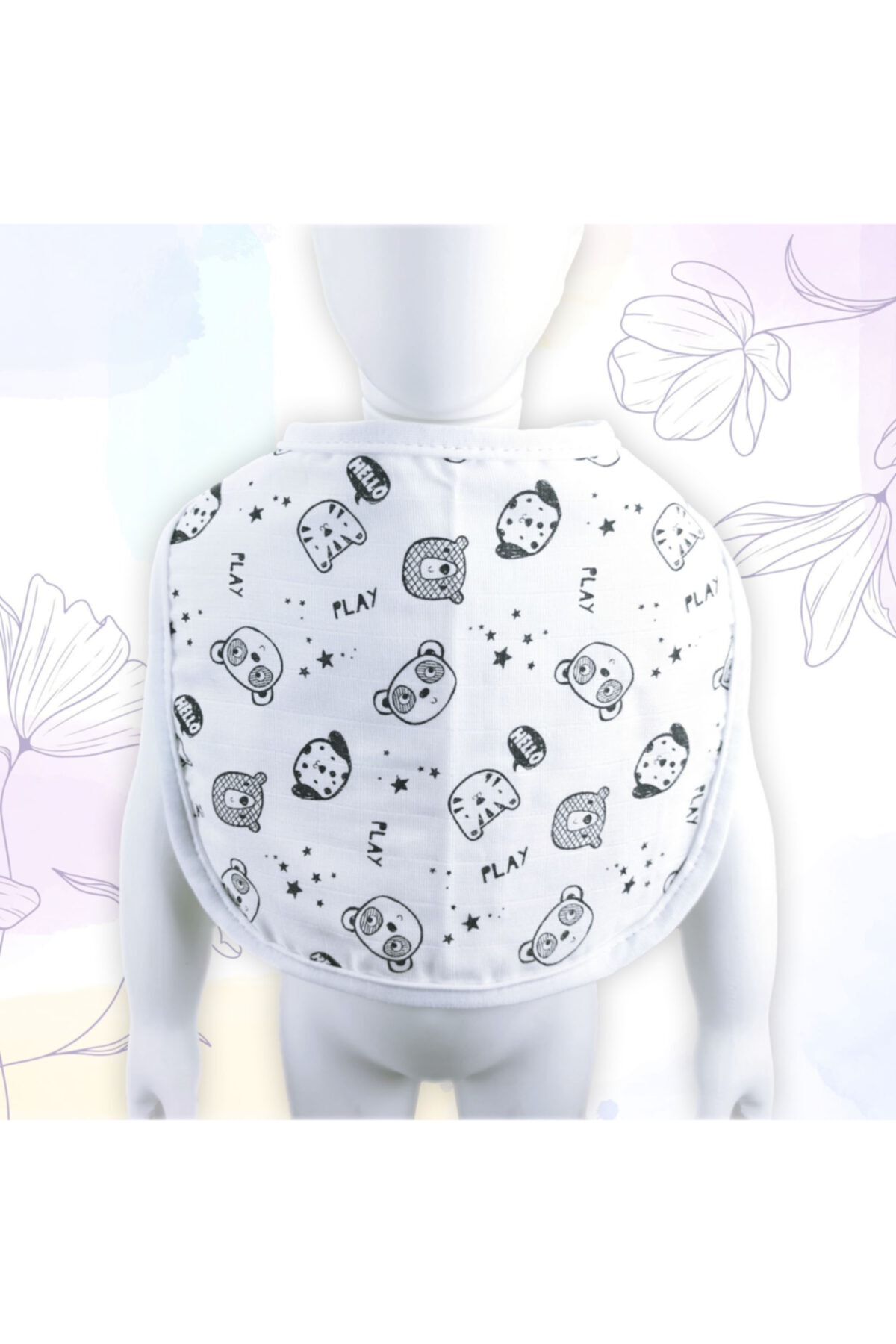 Ponçikya Organik Pamuk Müslin Düz Mama Önlüğü - Hayvanlar