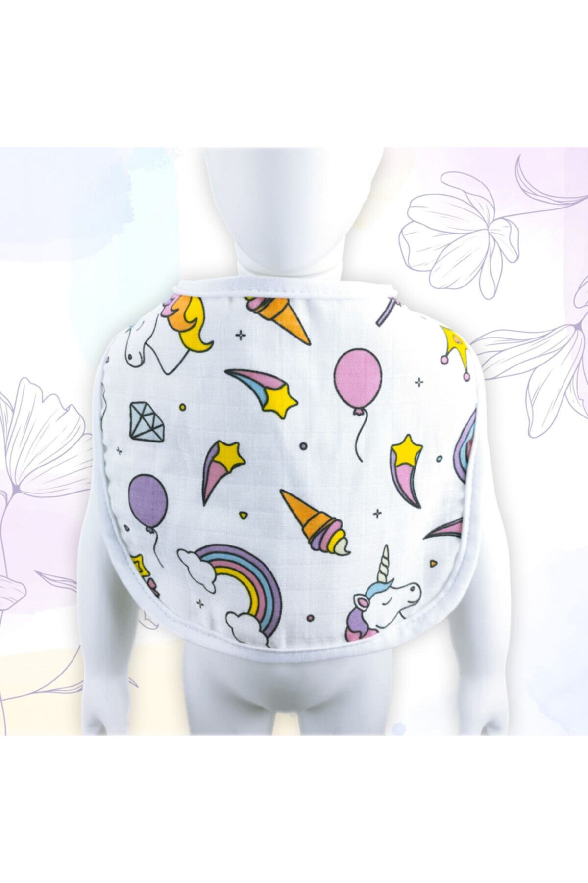 Ponçikya Organik Pamuk Müslin Düz Mama Önlüğü - Unicorn