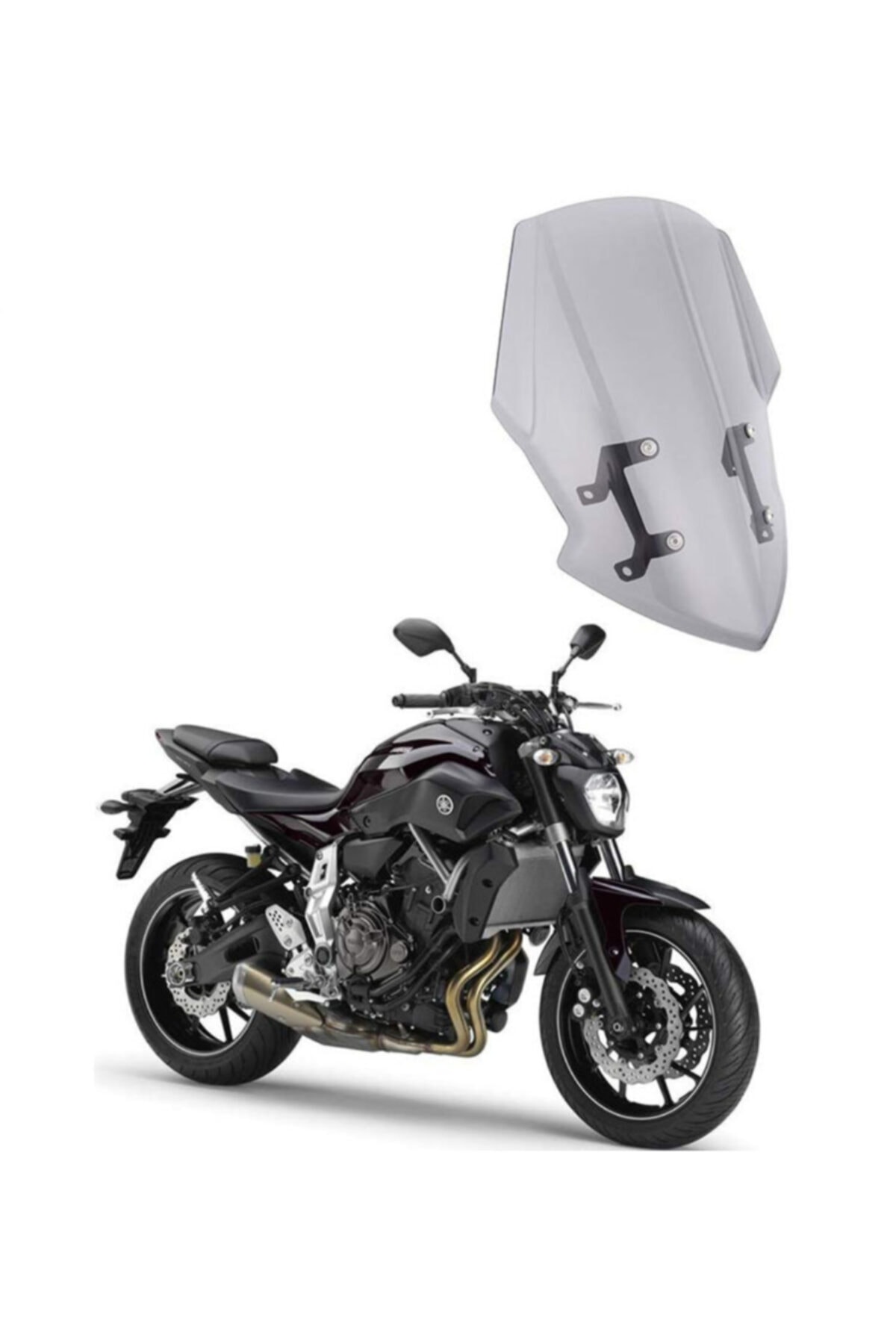 CAKEN Yamaha Mt 07 Fz 07 Ön Cam Açık Füme 2018-2019-2020 Uyumlu Siyah