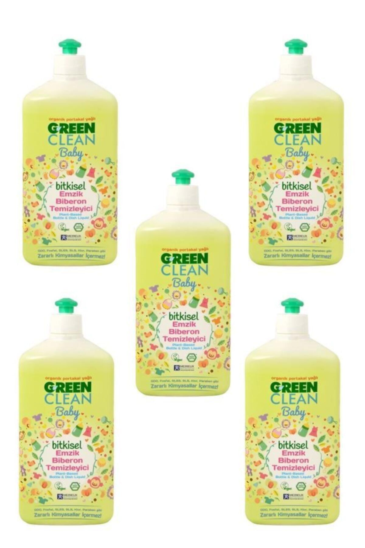 U Green Clean Organik Portakal Yağlı Baby Biberon Emzik Temizleyici 500 ml 5'li Set