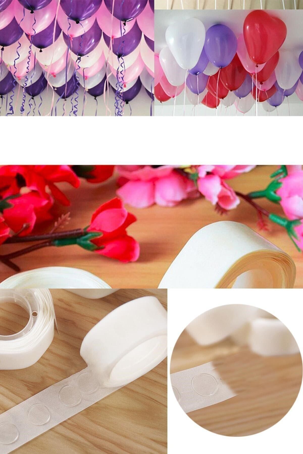 Aksuvital Bitkisel Ürünler Çift Taraflı Yapışkan Balon Yapıştırma Bandı Sticker Damla Modeli Balon Yapıştırıcı