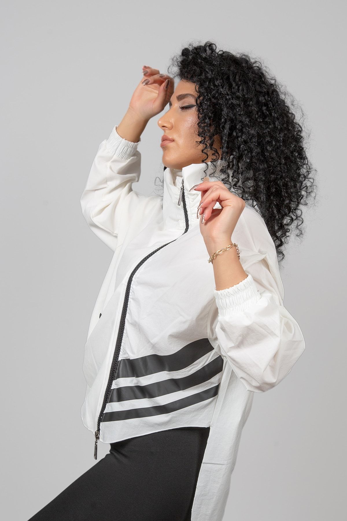EsEs Boutique H4 Beyaz Sweat Yağmurluk