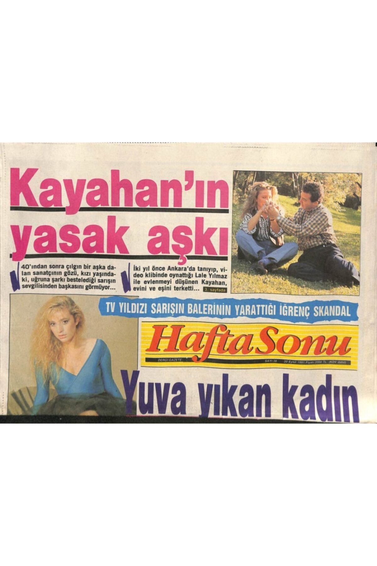 Gökçe Koleksiyon Haftasonu Gazetesi 20 Eylül 1991 - Emrah'ın Karısı Hapçı Gz80119