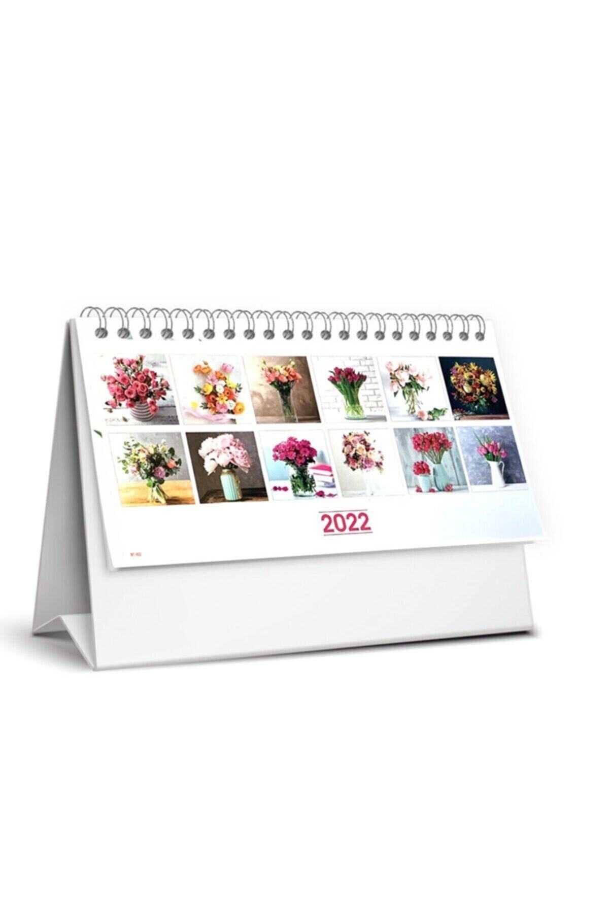 KESKİN COLOR 2022 Yılı (13,5X20) Cm Çiçek Karton Üçgen Masa Takvimi -12 Yaprak