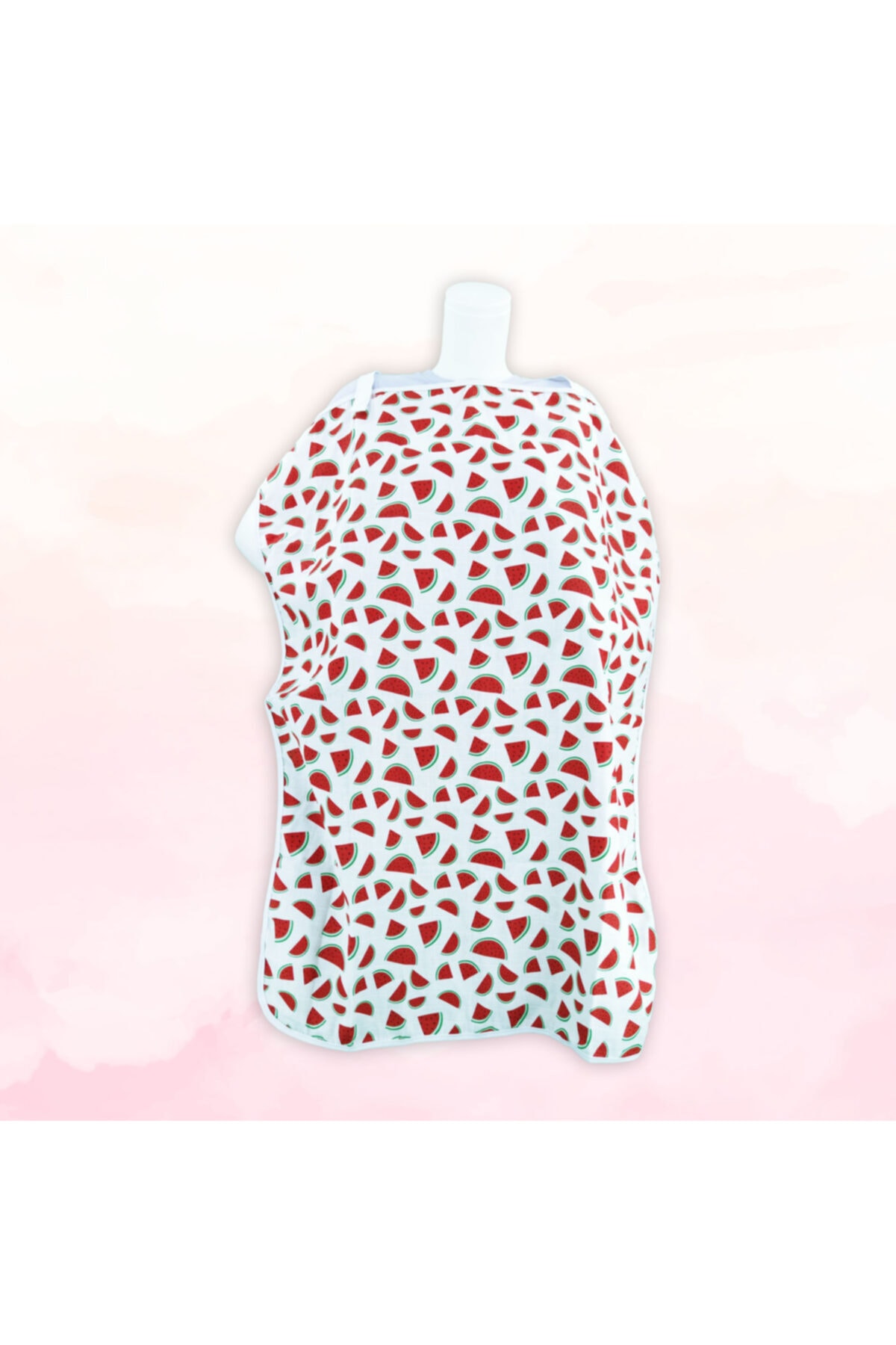 Ponçikya Organik Pamuk Müslin Cırtlı Uzun Emzirme Örtüsü / Önlüğü - Karpuzlar