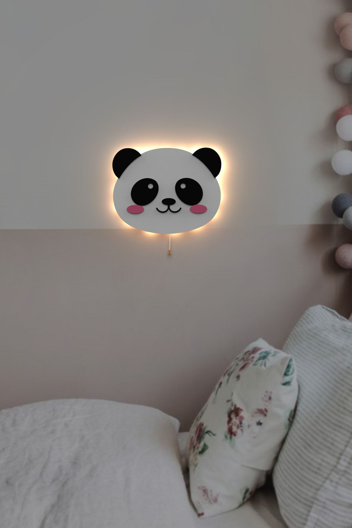 woodcas Çocuk Odası Dekoratif Sevimli Panda Gece Lambası Led Aydınlatma