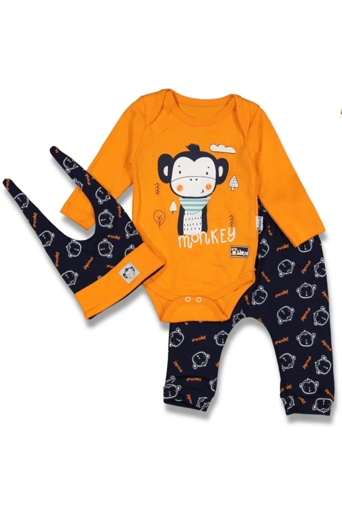 Miniworld Maymunlu Erkek Bebek 3 Lü Takım