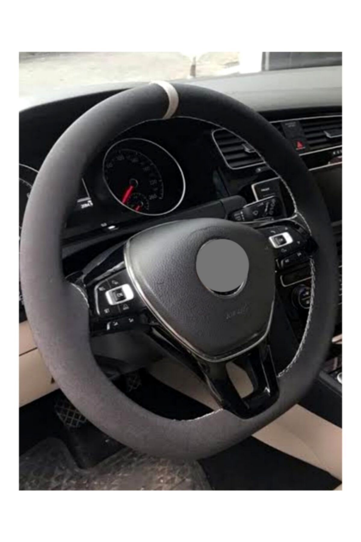 gürlerotoaksesuar Vw Passat B7-b8-b8-5 Uyumlu Alkantra Dikmeli Direksiyon Kılıfı Alcantara Gri Yüzüklü