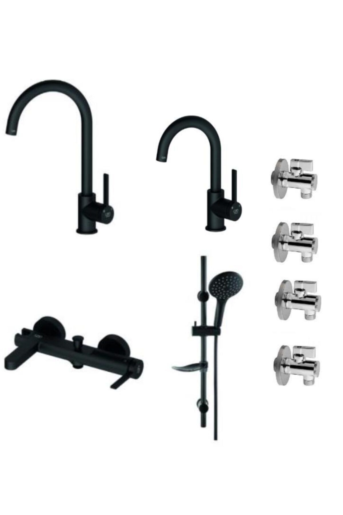 GPD Gildo Siyah Armatür Musluk Batarya Banyo Seti Mtl165-s Mbb165-s Mte165-s Dst57-s