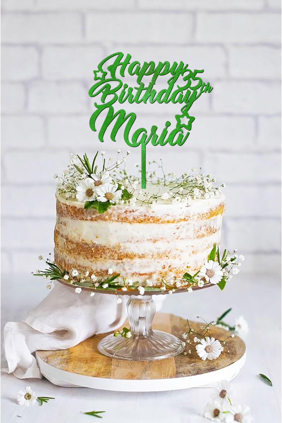 Mini Parti Happy Birthday Yeşil Pasta Süsü