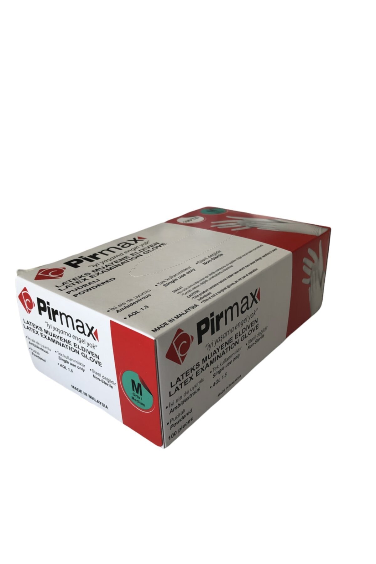 Pirmax Pudralı Lateks M Beden Muayene Eldiveni