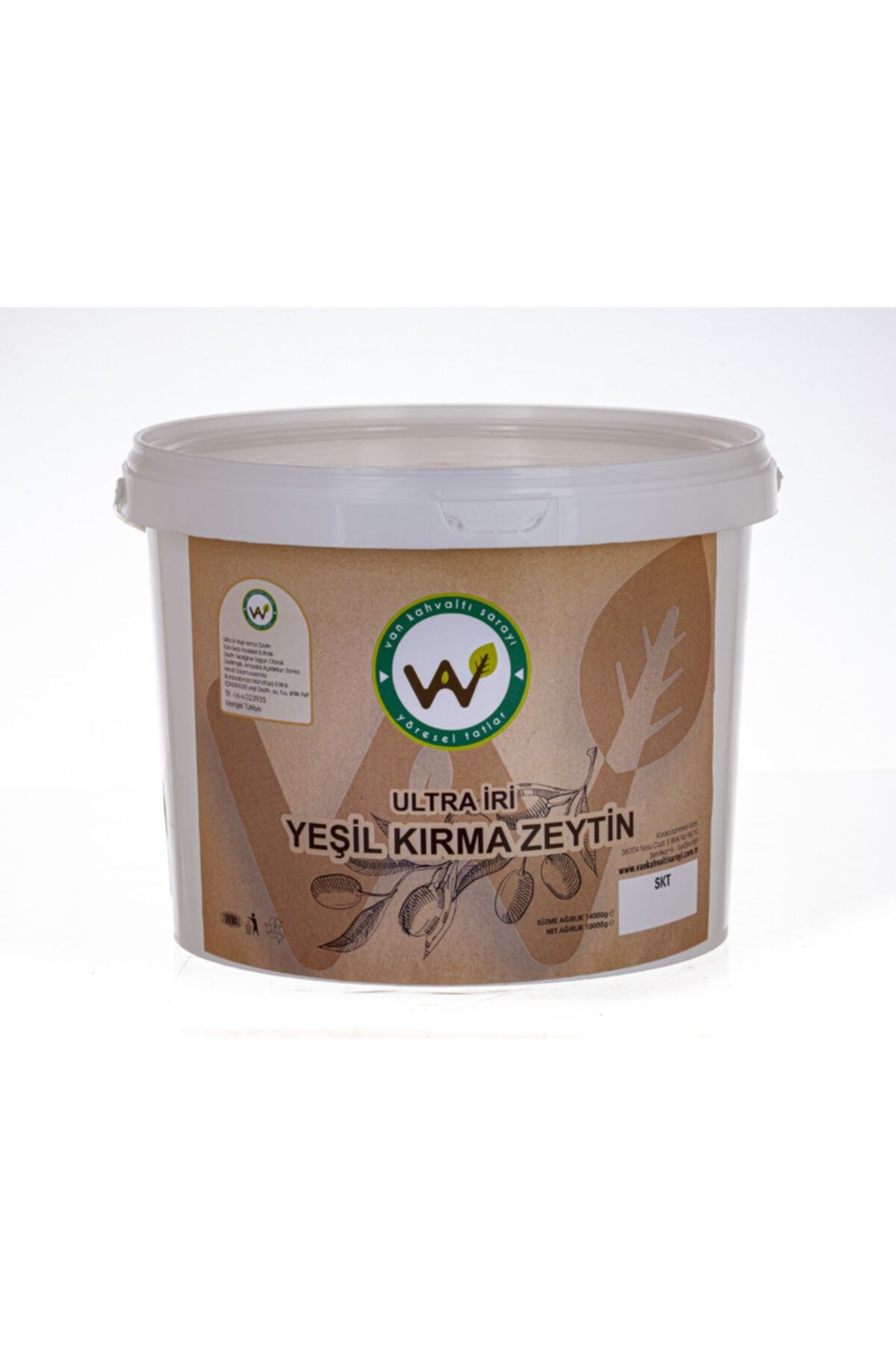 van kahvaltı sarayı Ultra Iri Yeşil Kırma Zeytin (kova)