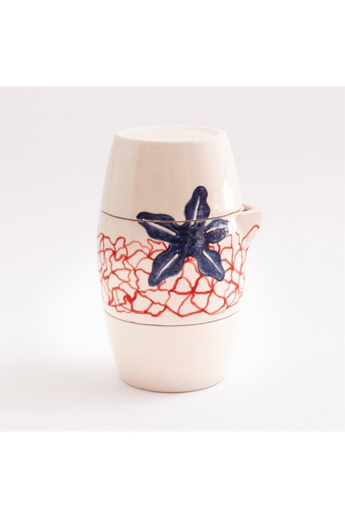 WUGU DESIGN & STUDIO Wugu Seramik Teapot Seyahat Seti - Deniz Yıldızı