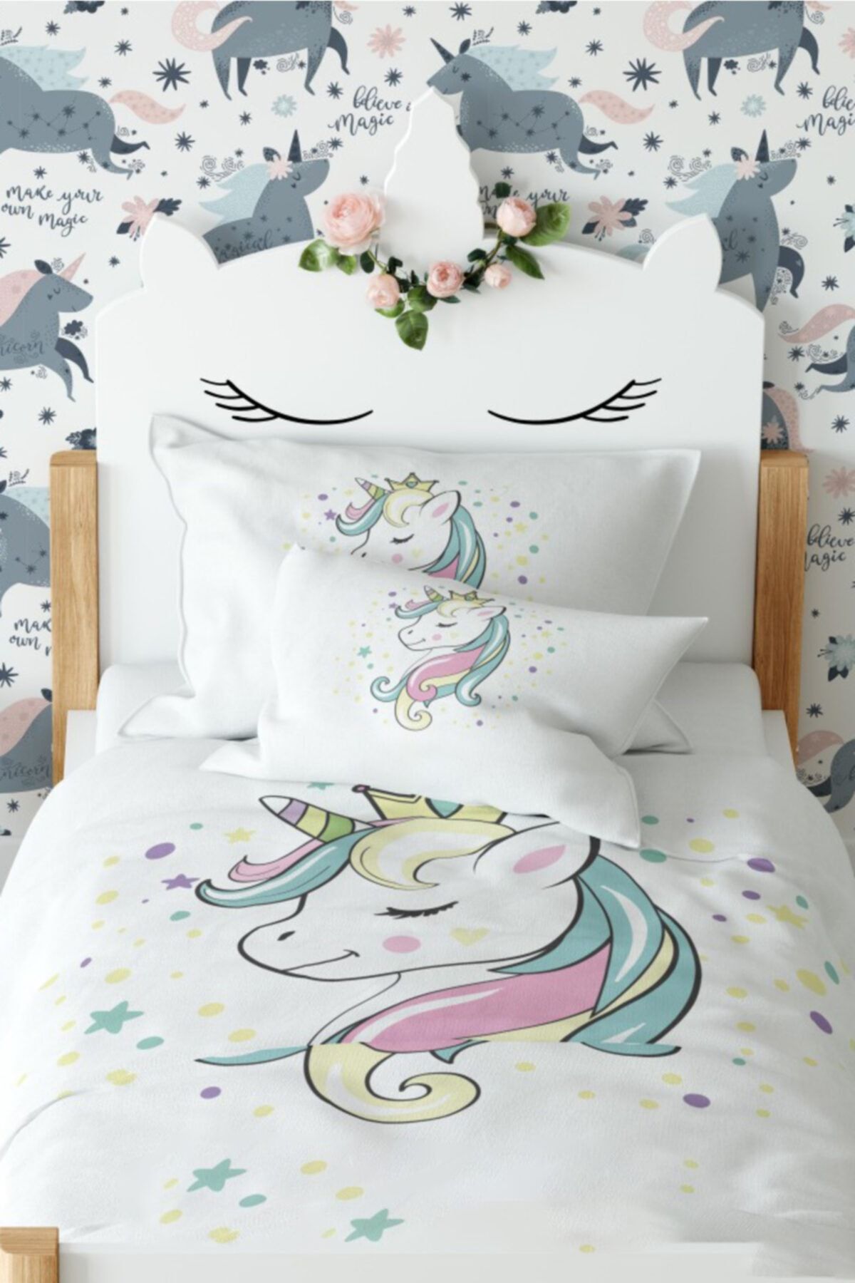 Çekirdek Home Prenses Unicorn Çocuk Nevresim Takımı %100 Pamuk Saten