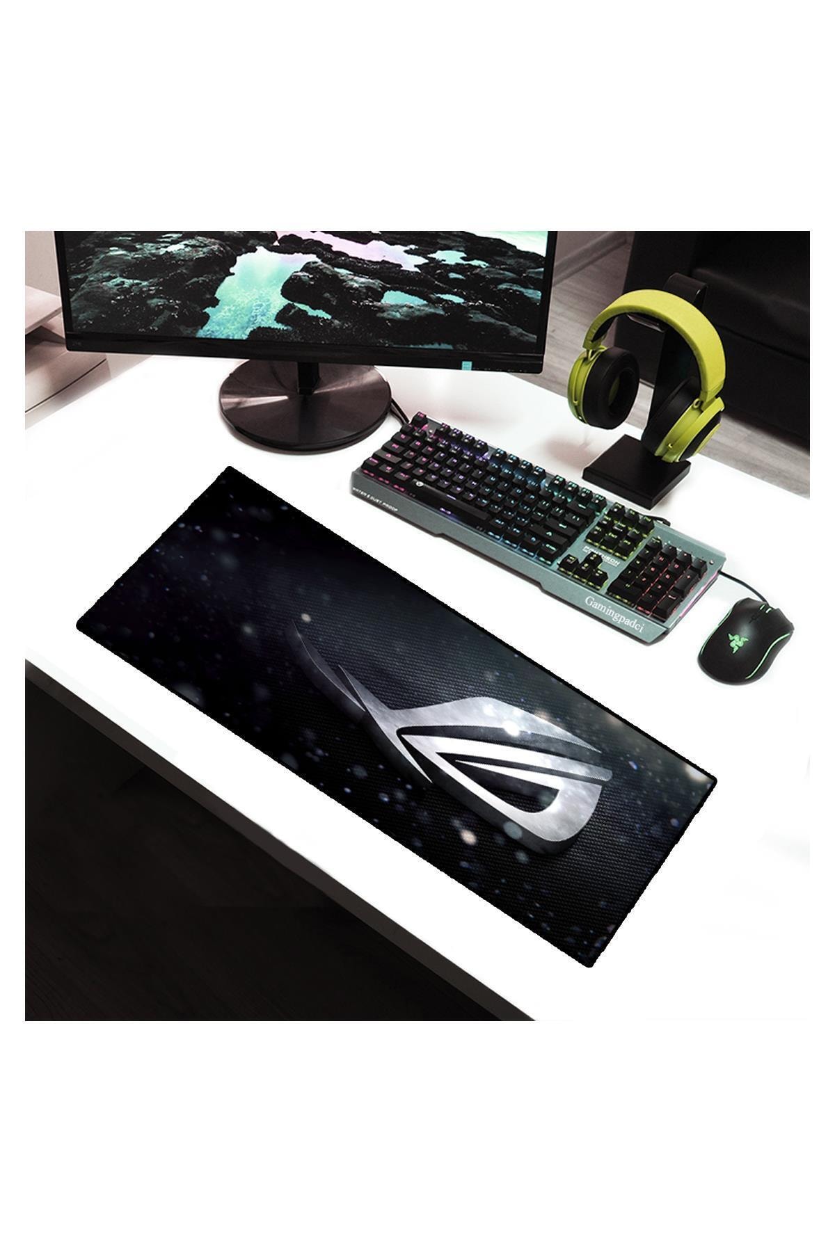 Gamingpadci 70x30 Cm Black Star Dikişli Kaydırmaz Taban Speed Ver. Mouse Pad Oyuncu Gaming