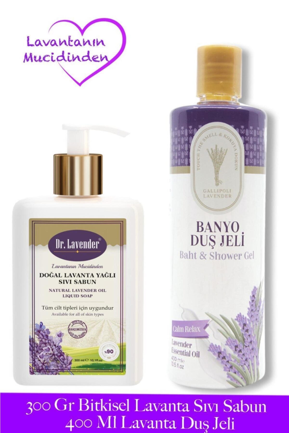 Dr. Lavender Bitkisel Lavanta Özlü Sıvı Sabun 300 Gr. + Rahatlatıcı Lavanta Duş Jeli 400 Ml