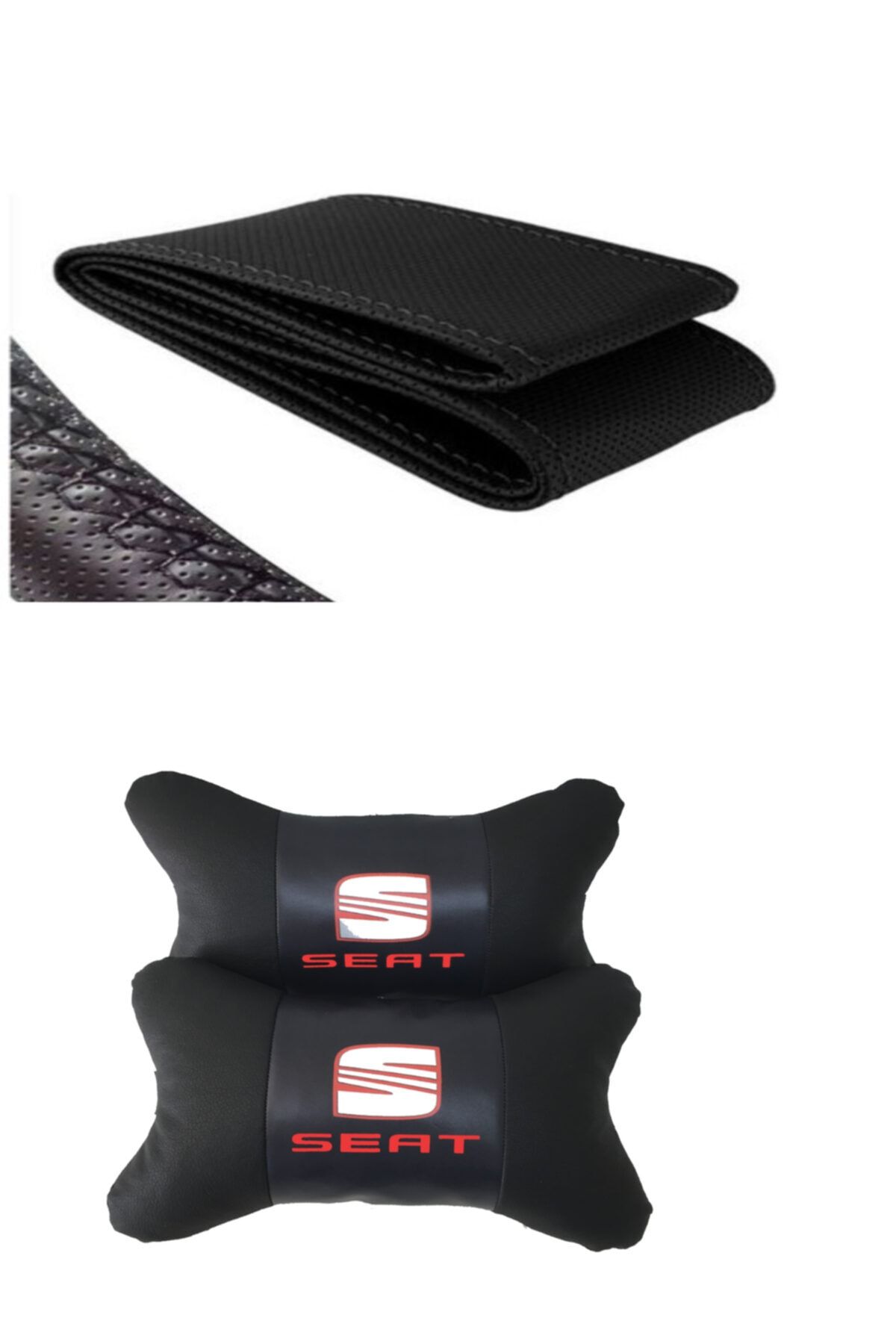 AYAZGURUP Seat Altea Dikmeli Direksiyon Kılıfı Ve 5d Ortopedik Boyun Yastığı (2 Li Set)