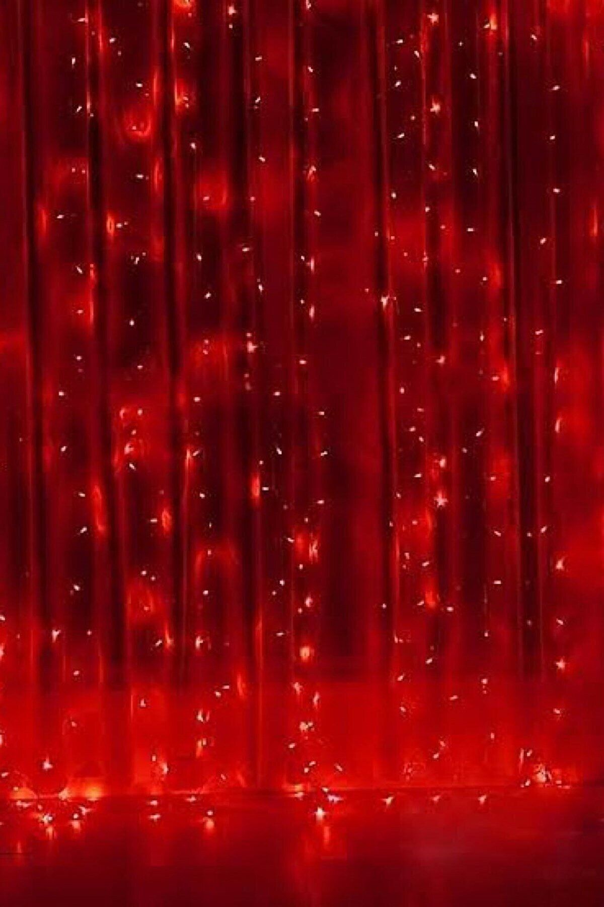 MICHIO Peri Telli Perde Kırmızı Led Işık 2.5x2.5 metre 250 Ledli Kumandalı Usb'li 8 Animasyonlu