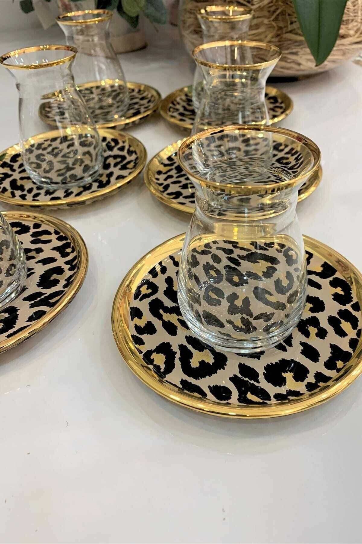 Behara Desing Glore Leopar 6'lı Çay Takımı
