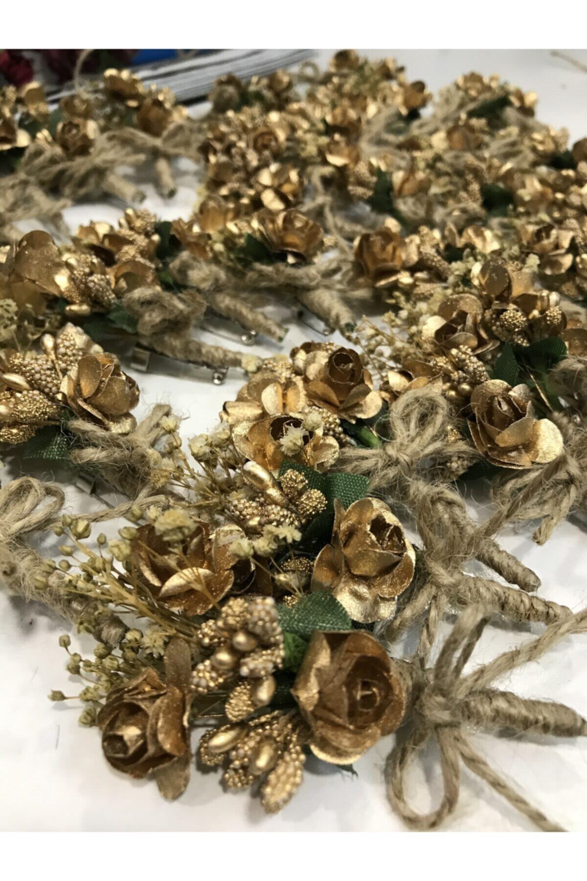 araslar 10 Adet Yaka Çiçeği Gold - Damat Çiçeği - Sağdıç Çiçeği