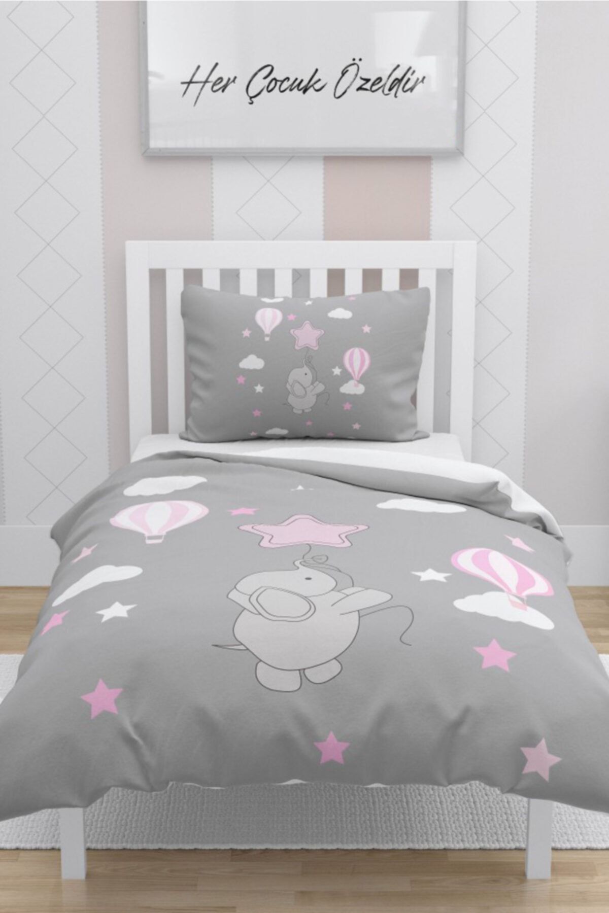 Çekirdek Home Uçan Fil Çocuk Nevresim Takımı %100 Pamuk Saten
