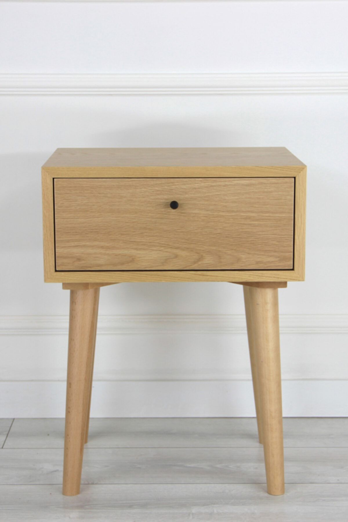 Deta Furniture Doğal Meşe Kaplama Komodin Tek Çekmeceli