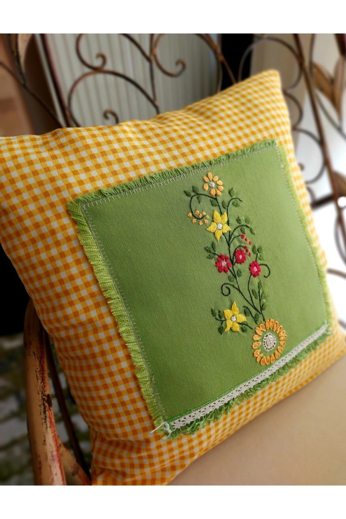 myyasminhome Nakış Işlemeli Dekoratif Kırlent, 2li Set, 45×45